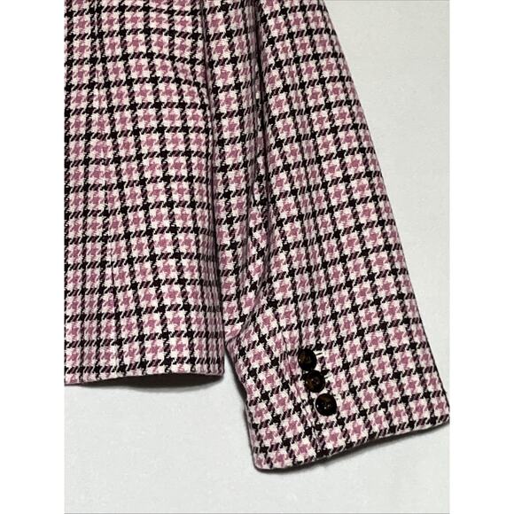 J Crew Campbell Blazer Womens XXL Pink Houndstooth Wool Blend Jacket Preppy 90s - Picture 6 of 13